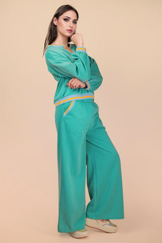 Sage Color Block Band Detail Comfy Knit Top & Pants Set Final Sale!