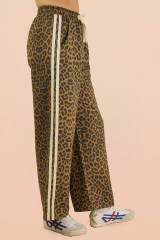 SC Leopard Printed Cotton Twill Tape Detail Pants