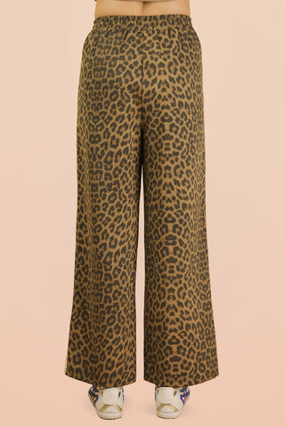 SC Leopard Printed Cotton Twill Tape Detail Pants