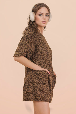 SC Leopard Printed Knit Comfy Romper FINAL SALE