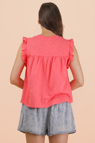 SC Ruffle Detail Solid Knit Top FINAL SALE