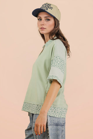 SC Sage Oversized Half Button Down Collared Knit Top FINAL SALE