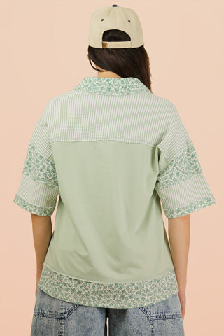 SC Sage Oversized Half Button Down Collared Knit Top FINAL SALE