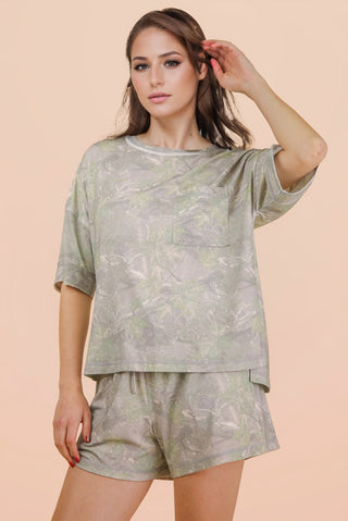 SC Camo Print Casual Knit Top & Shorts Set FINAL SALE