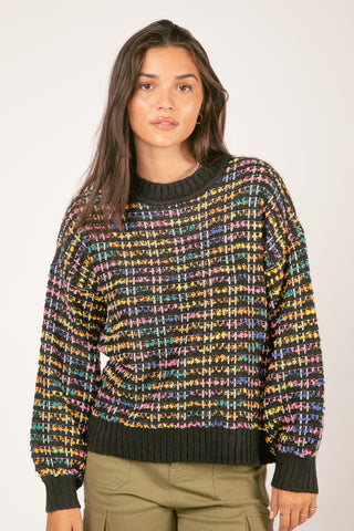 Curvy Black Oversized Tweed Knit Sweater Top Final Sale
