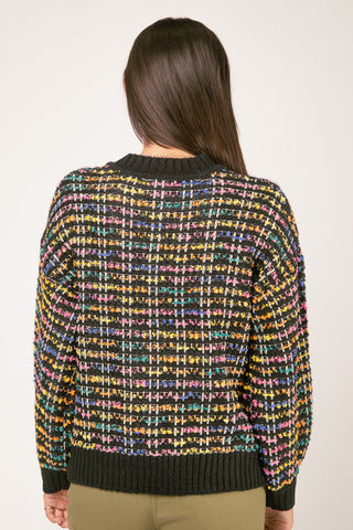 Curvy Black Oversized Tweed Knit Sweater Top Final Sale