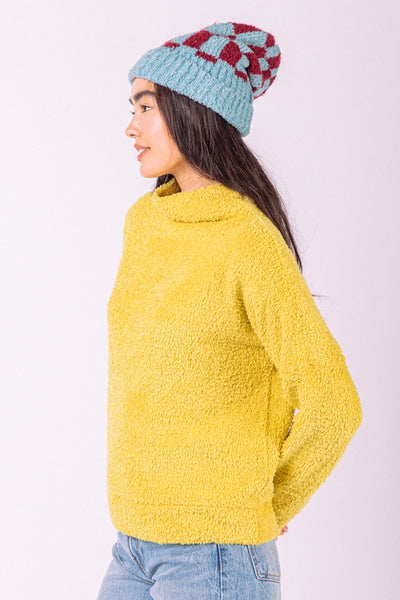 Lime Fuzzy Soft Textured Cozy Solid Knit Top Final Sale
