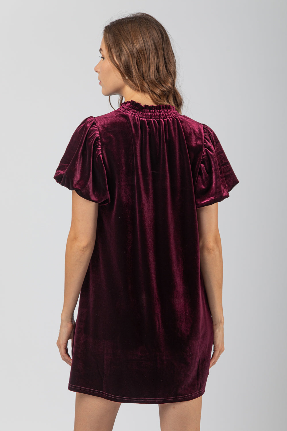 Wine Puff Sleeve Velvet Holiday Mini Dress Final Sale S Wine Puff Sleeve Velvet Holiday Mini Dress Final Sale S