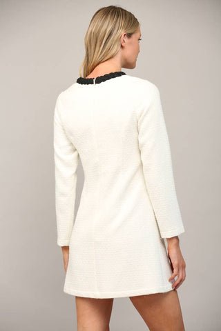 Cream/Black Braided Trim Detail Tweed Dress by Fate Final Sale