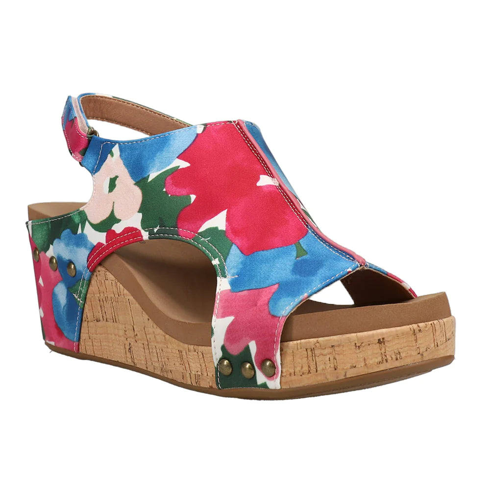Carley Platform Wedge in Flowers by Corky's