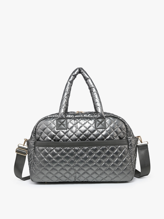 Jen & Co. Mills Quilted Weekender in Gunmetal