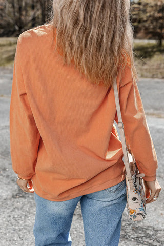Pumpkin Spice Long Sleeve Ribbed Sweatshirt Final Sale