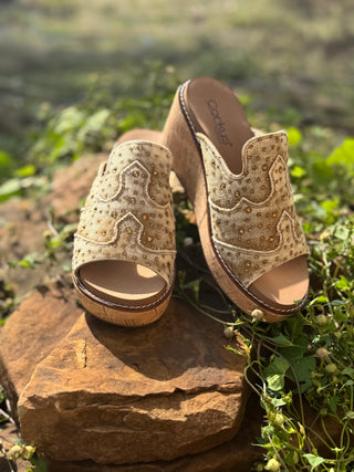 Corkys "Neon Moon" in Tan Washed Denim Rhinestone