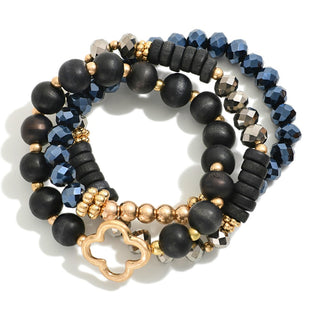 Set Of Three Beaded Stretch Bracelets (3 Colors)