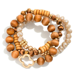 Set Of Three Beaded Stretch Bracelets (3 Colors)