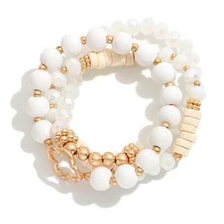 Set Of Three Beaded Stretch Bracelets (3 Colors)