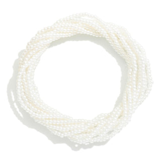 Set Of 10 Mini Pearl Beaded Stretch Bracelets