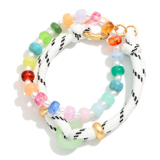 Set Of Two Rope & Bead Bracelets Featuring Pearls & Acetate Beads
