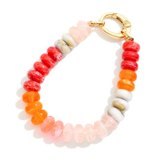 Marbled Acetate Disk Bead Bracelet With Hinged Clasp (5 Colors)