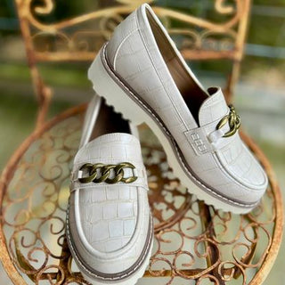 Corkys "Literally" Loafers in Ivory Croco Final Sale