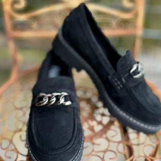 Corkys "Literally" Loafers in Black Faux Suede Final Sale