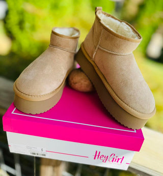 Corkys "Room Service" Platform Booties in Camel Faux Suede Final Sale!