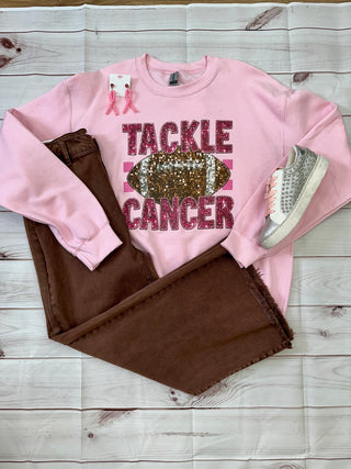 "Tackle Cancer" Sweatshirt on Light Pink Final Sale