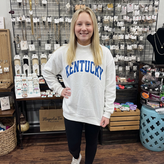 White Reversible Kentucky Mockneck Sweatshirt
