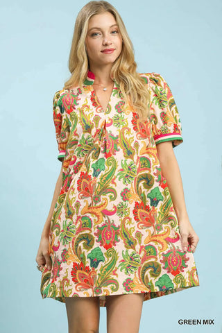 Jacquard Abstract Print Mini Dress w/ Pockets FINAL SALE