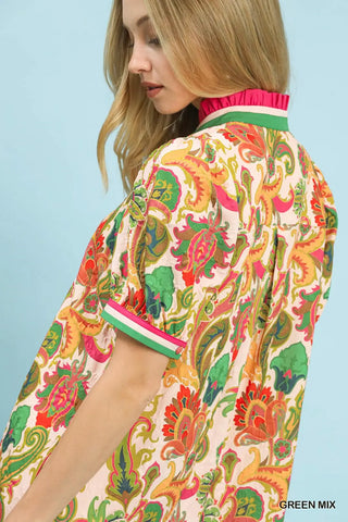 Jacquard Abstract Print Mini Dress w/ Pockets FINAL SALE