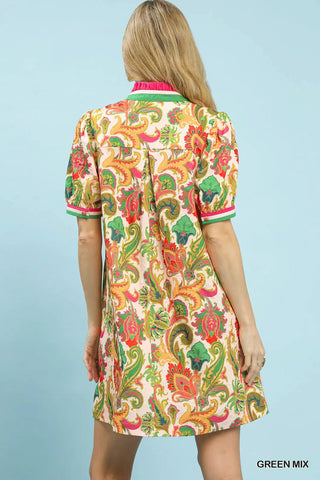 Jacquard Abstract Print Mini Dress w/ Pockets FINAL SALE