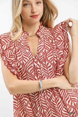 Rose Leaf Print Tiered Midi Dress FINAL SALE