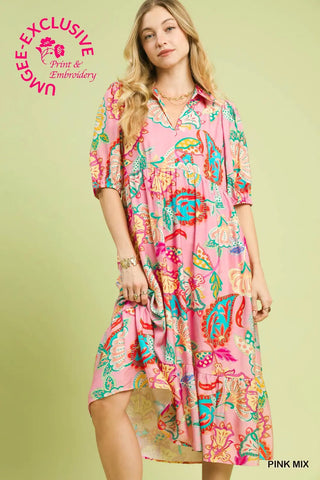 Pink Mix Paisley Print Maxi Dress FINAL SALE