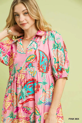 Pink Mix Paisley Print Maxi Dress FINAL SALE