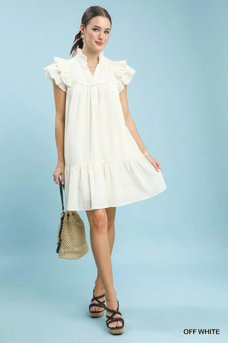 Off White Flutter Sleeve Tiered Dress FINAL SALE