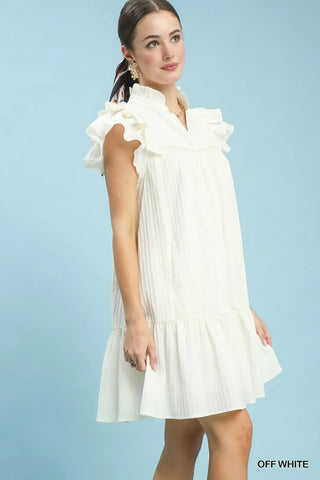 Off White Flutter Sleeve Tiered Dress FINAL SALE