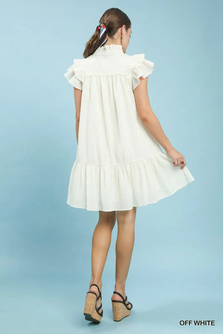 Off White Flutter Sleeve Tiered Dress FINAL SALE