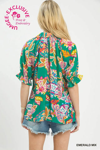 Emerald Mix Paisley Boho Top