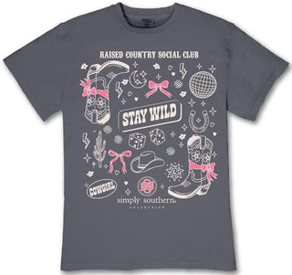 Simply Southern - "Raised Country Social Club" Tee in Grey