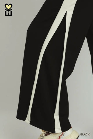Black LUXEKNIT Colorblock Crewneck Raglan Pant Set