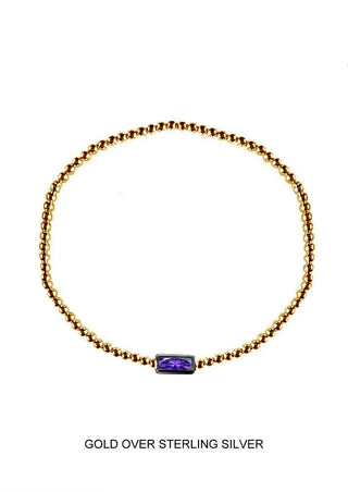 Amour February | Spirituality - Clarity - Calm | Gold Amethyst Stretch Bead Bracelet
