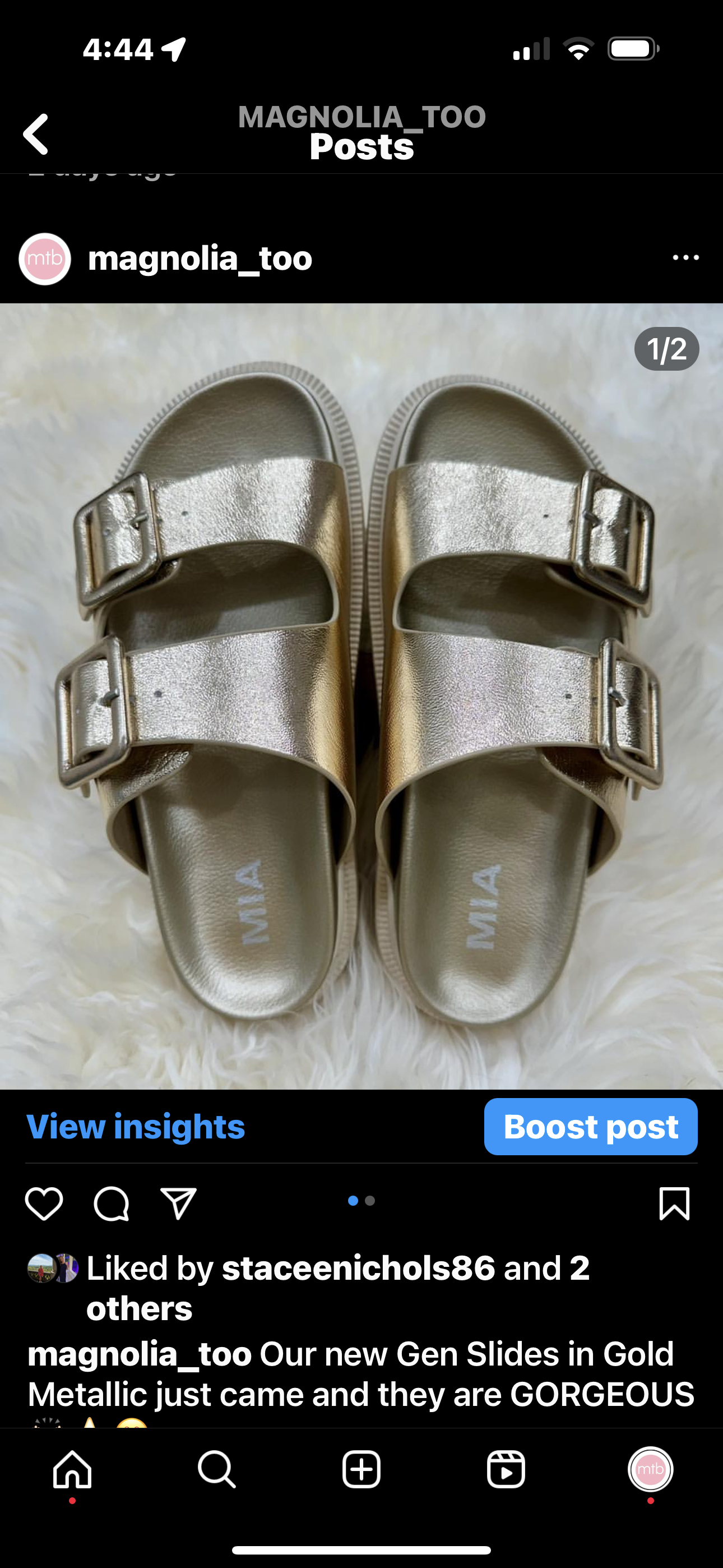 Gen Slides in Gold Metallic