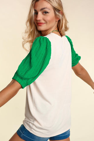 PUFF BUBBLE COLOR BLOCK WITH CLOVER SEQUINS. Final Sale