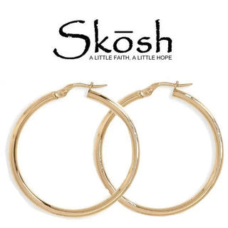14kt Gold Over Sterling Silver 35mm X 3mm Hoop Earring