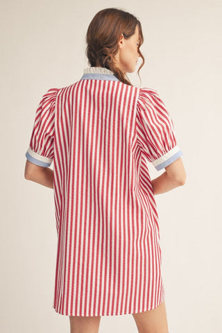 Red Vertical Stripe Shift Dress