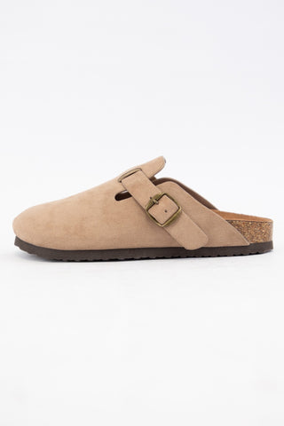 Regis Round Toe Clog Sandals With Buckle Detail