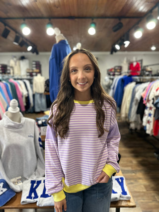 Purple Striped Knit Top w/ Yellow Contrast