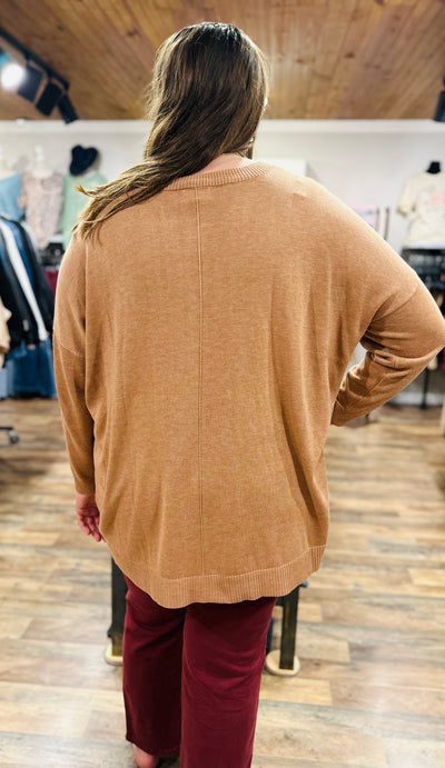 CURVY SIENNA EXTENDED SHOULDER SWEATER Final Sale