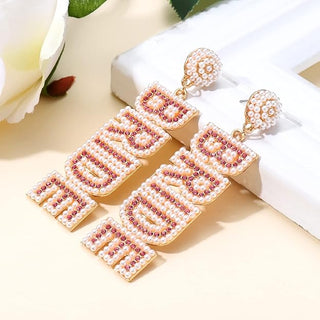 Bride Seed Bead Drop Earrings (4 Colors)