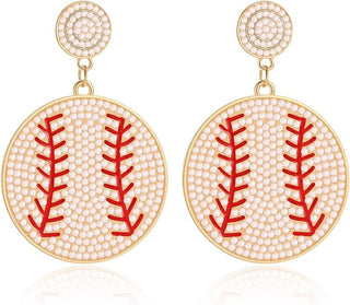 Beaded Game Day Baseball Earrings